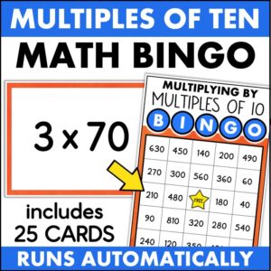 multiples of 10 math bingo game